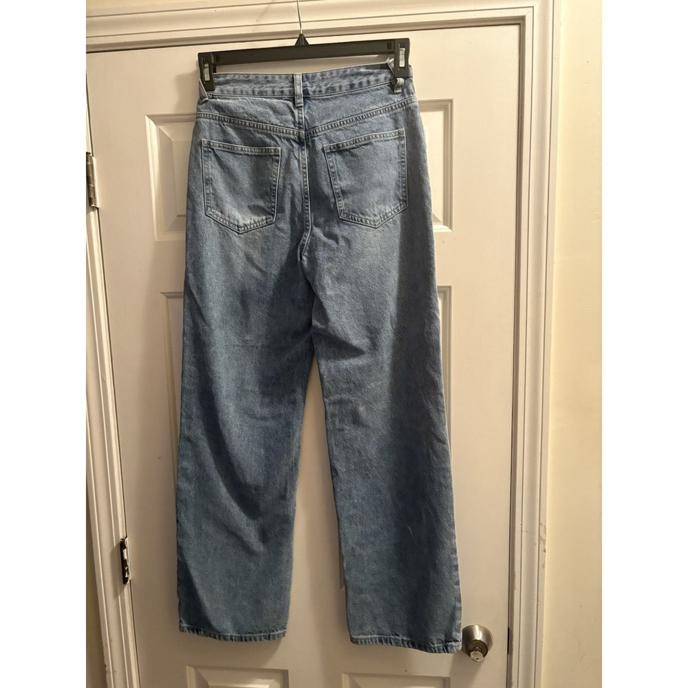 Heart Patch Jeans Light Blue Wide Leg Distressed Bohemian 26"x32" - Picture 3 of 4